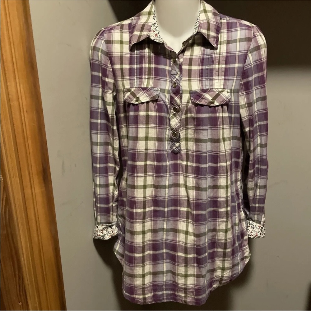 Ali & Kris Plaid Shirt Size Small 100% Cotton